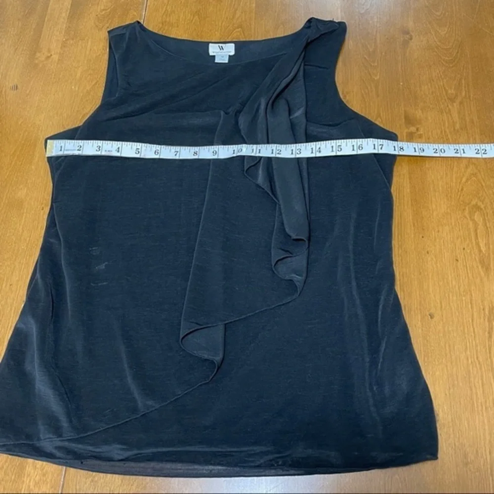 Worthington Women’s Black Semi‎ Sheer Ruffle Scoop Neck Sleeveless Blouse Top M